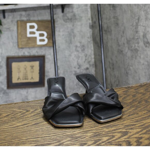 DKNY Womens Jolaine Twist Heel Sandal Mule K1532005 Black 9.5M - Picture 3 of 14